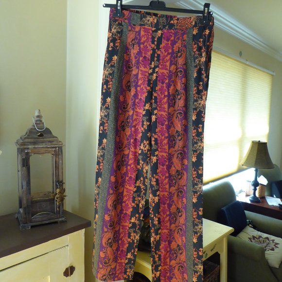 Soft Surroundings Wide Leg Full Length Curio Pants Black Multi USA Size Small - Picture 11 of 16